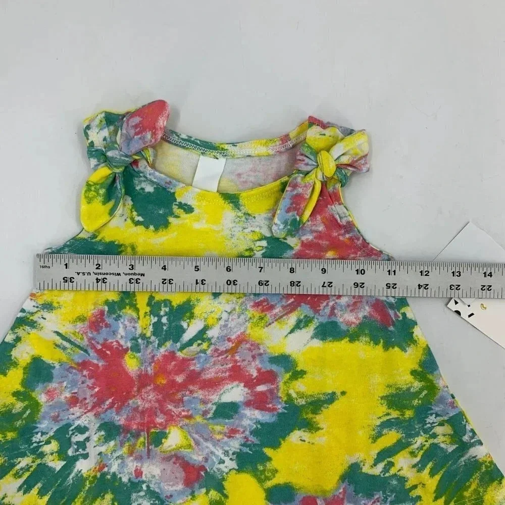 Harper Canyon Girls Tie Dye Floral Pullover Shoulder Tie Dress Size 2‎ NWT